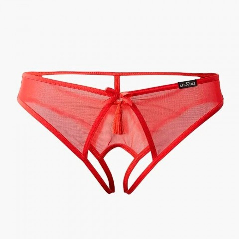 Трусики из сетки с доступом и кисточкой Le Frivole Easy to love (S/M, 42-44)