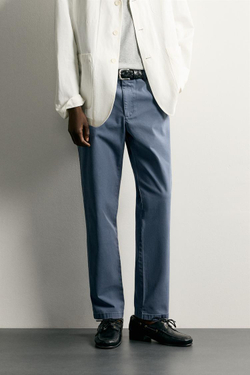 ZARA БРЮКИ ЧИНОС SLIM FIT, СИНИЙ