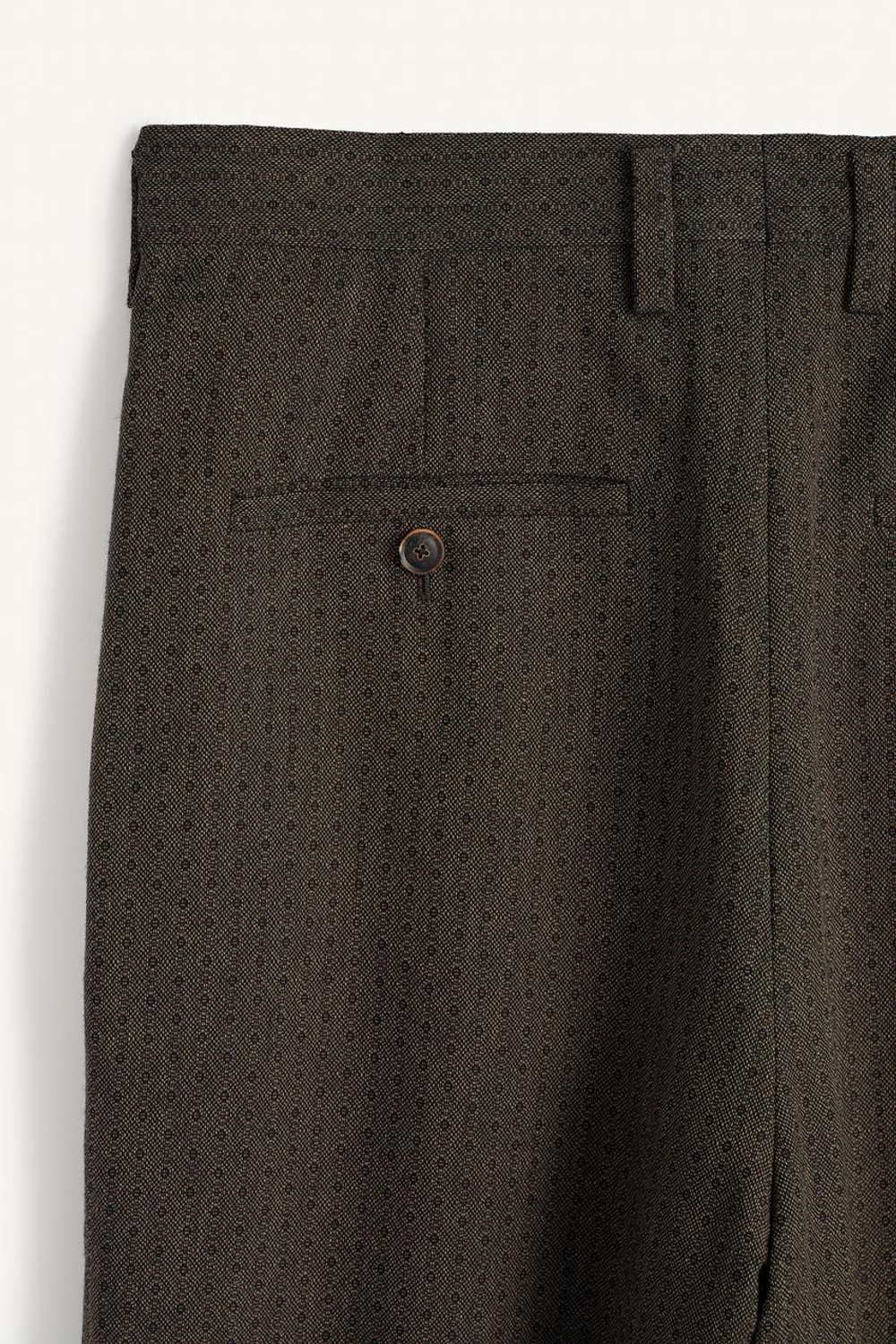 ZARA ЖАККАРДОВЫЕ БРЮКИ В СКЛАДКУ С ГЕОМЕТРИЧЕСКИМ РИСУНКОМ, КОРИЧНЕВЫЙ