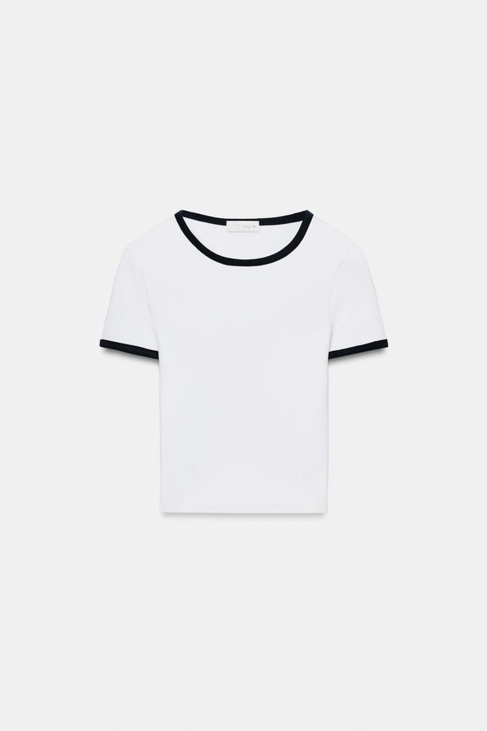 ZARA ФУТБОЛКА С КОНТРАСТНЫМИ ДЕТАЛЯМИ, БЕЛЫЙ