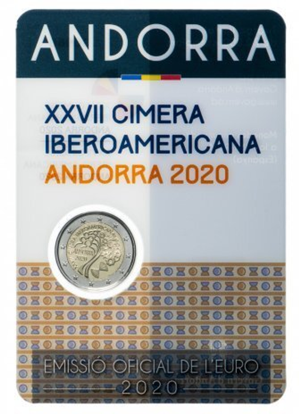 2 евро "XXVII Иберо-американский саммит в Андорре-2020", в блистере. Андорра. 2020 год