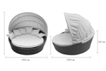 Лаунж-диван плетеный Tagliamento Shell-sunshade, коричневый, бежевый