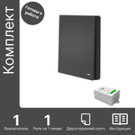 Умный беспроводной выключатель GRITT Evolution 1кл. антрацит комплект: 1 выкл. IP67, 1 реле 1000Вт 433 + WiFi с управлением со смартфона, EV221110BLWF