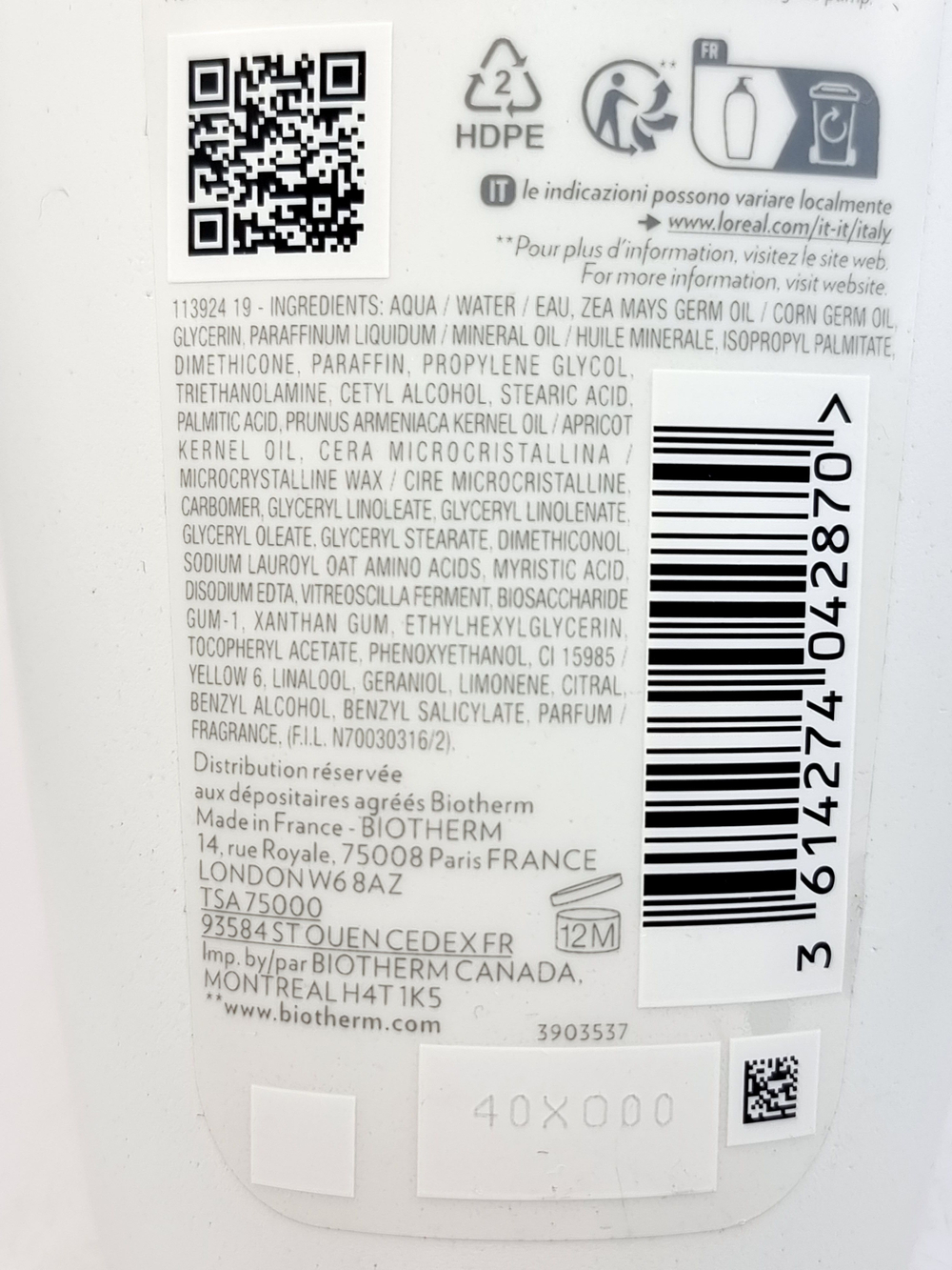 Biotherm лосьон для тела OIL THERAPY для сухой кожи 400 мл (Франция)