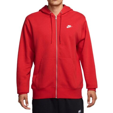 Мужская теннисная кофта Nike Club Full-Zip Fleece - university red/white