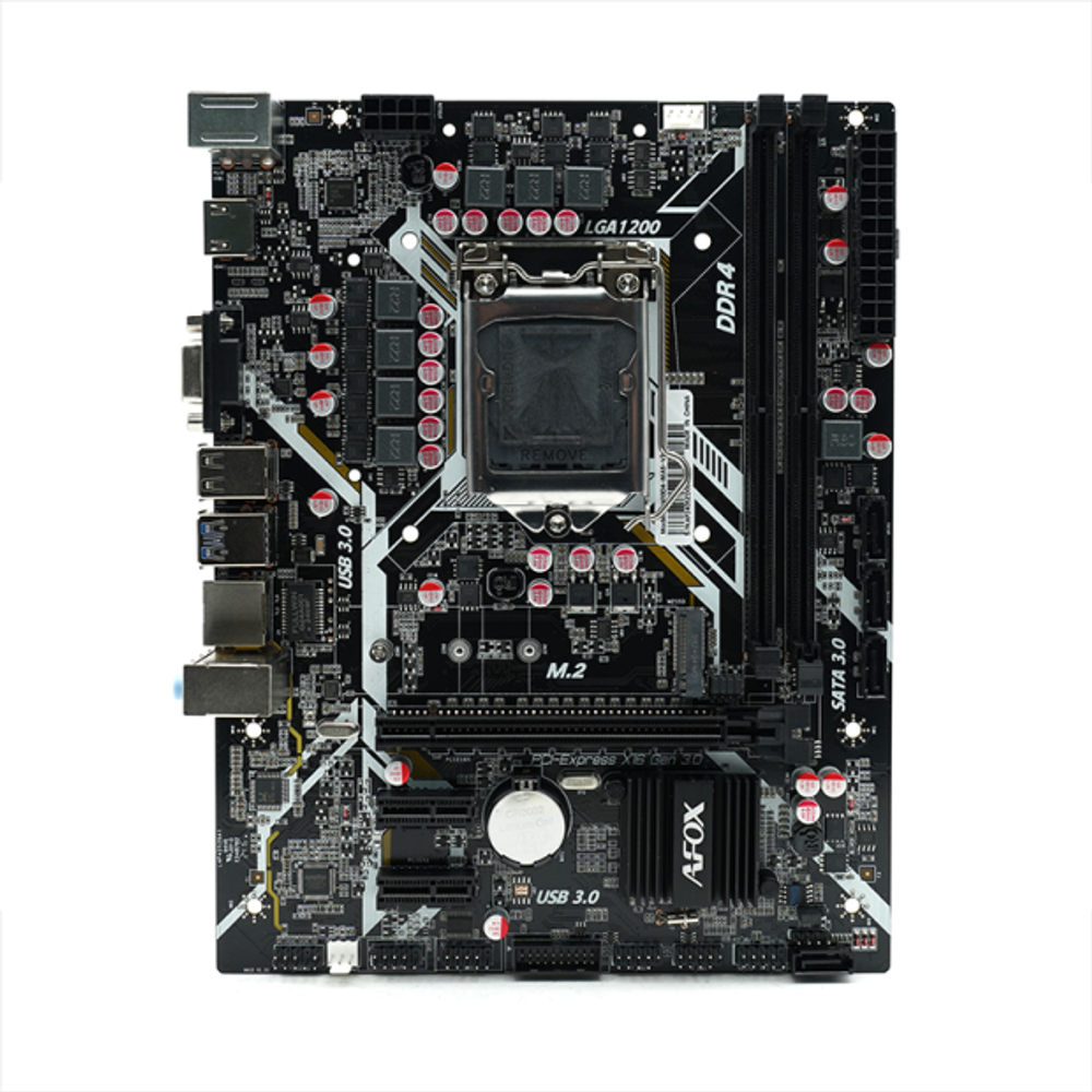 Материнская плата AFOX IH410D4-MA5-V4, Socket1200, mATX, Retail, 2xDDR4, PCIe3.0, 1xM.2, GLAN, 2xPS/2, 6xUSB2, 4xUSB3, VGA, HDMI
