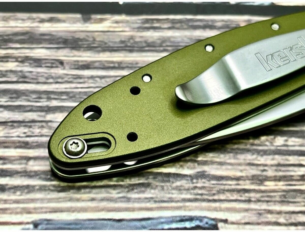 K1660OL Leek - нож склад., алюм. рук-ть оливк.,клинок Sandvik 14C28N