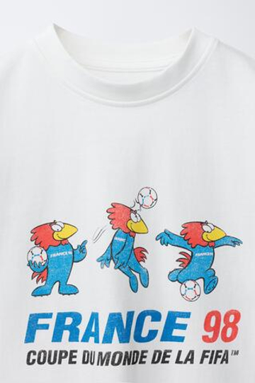 ZARA ФУТБОЛКА С ПРИНТОМ FIFA WORLD CUP ™ 1998, БЕЛЫЙ