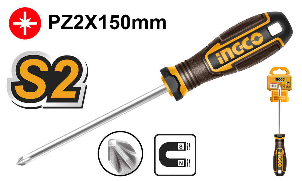 Отвертка крестовая INGCO HSDPZ2150 PZ2x150 мм
