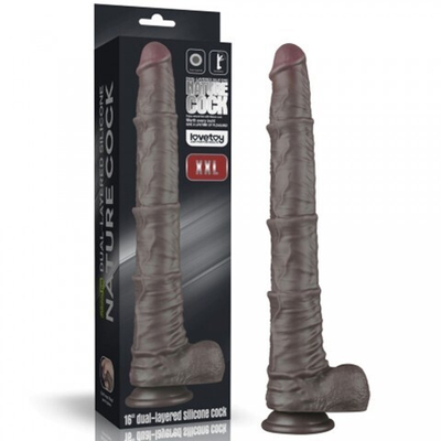 Реалистичный фаллоимитатор Lovetoy KING SIZED (33,5×5,7 см) с двойным покрытием, чёрный