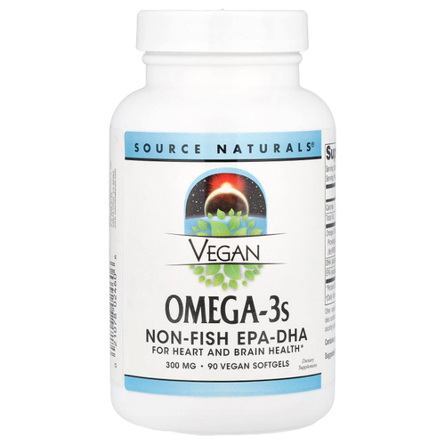 Source Naturals, веганские омега-3, 300 мг, 90 веганских капсул
