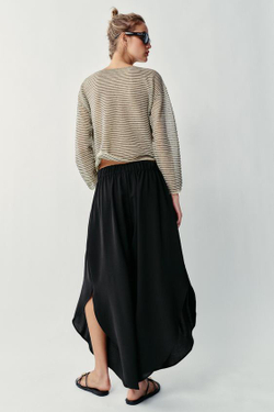 ZARA ЛЕГКИЕ БРЮКИ С РАЗРЕЗАМИ, ЧЕРНЫЙ