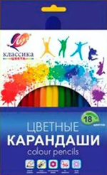 Карандаши 18цв. шестигран. дерево "Классика" (Луч)