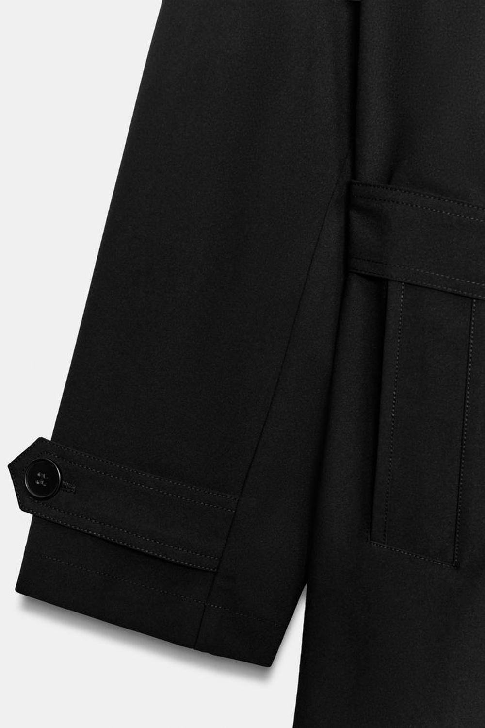 ZARA ТРЕНЧ С ПОЯСОМ WATER REPELLENT WINDPROOF, ЧЕРНЫЙ