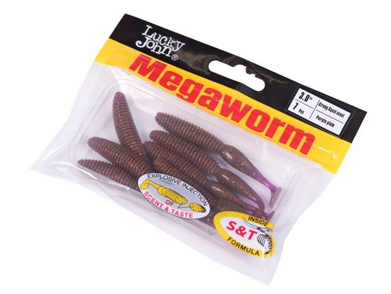 Виброхвосты съедобные LJ Pro Series MegaWorm 3,0in (7,6 см), цв. S13, 7 шт.