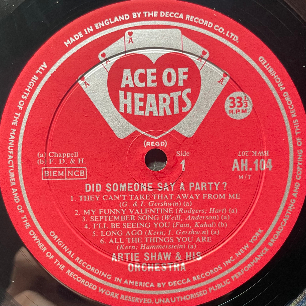 Artie Shaw And His Orchestra ‎– Did Someone Say "A Party?" (Англия)