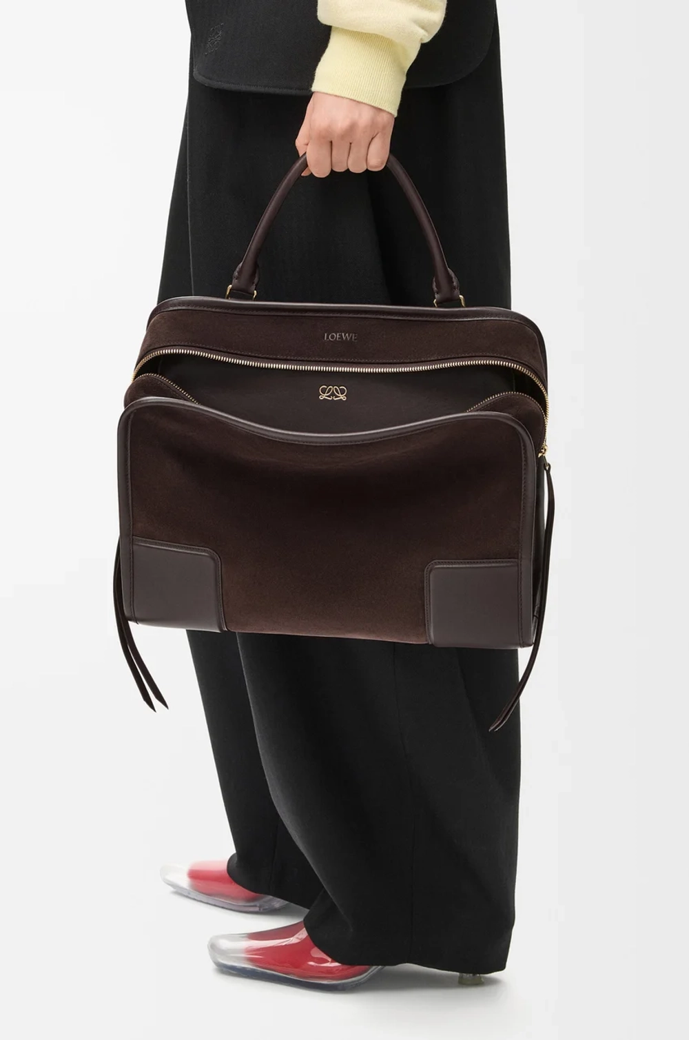 Loewe Большая сумка Amazona 180 из мягкой телячьей кожи, темно-каштановый