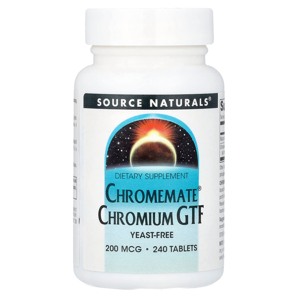 Source Naturals, Chromemate® GTF, хром, 200 мкг, 240 таблеток