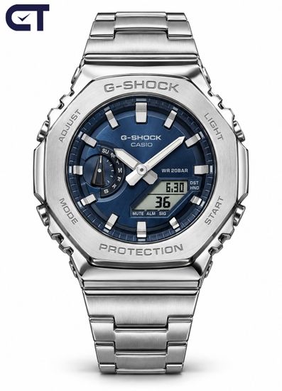 CASIO GM-2110D-2B G-SHOCK мужские наручные часы — металлический G-SHOCK, тёмно-синий циферблат и водостойкость 200 м