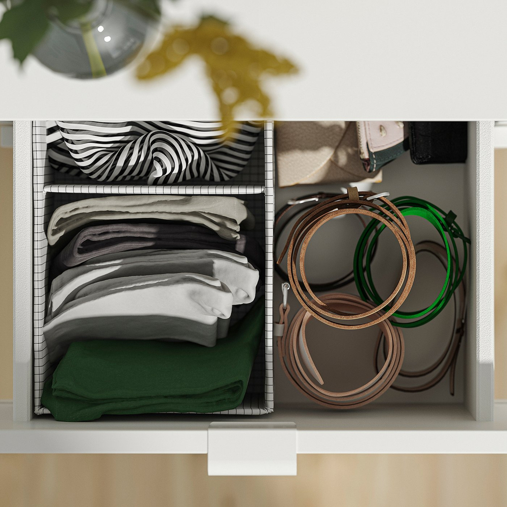 IKEA STUK  (ИКЕА СТУК)  -  Коробка с отделениями - белый/чёрный 17х32х10 см