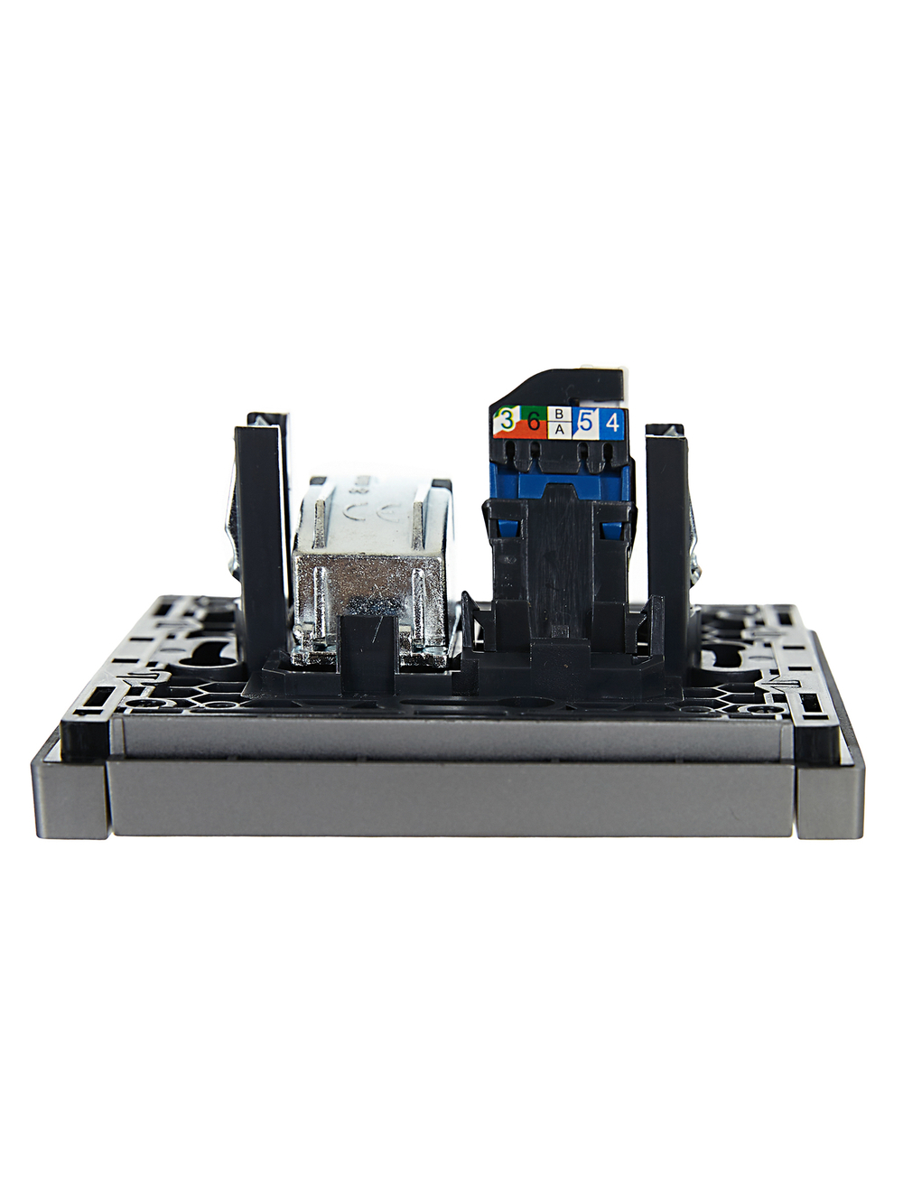 FORTE&PIANO Розетка двойная TV+RJ45 кат.6 FP537 сталь IEK