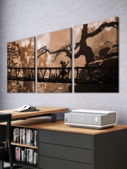 Модульная картина "Black Myth Wukong Bridge" 150х70см