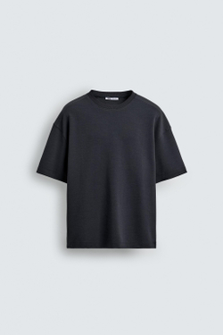 ZARA ТОЛСТОВКА RELAXED FIT ИЗ ИНТЕРЛОКА, ТЕМНО-СИНИЙ