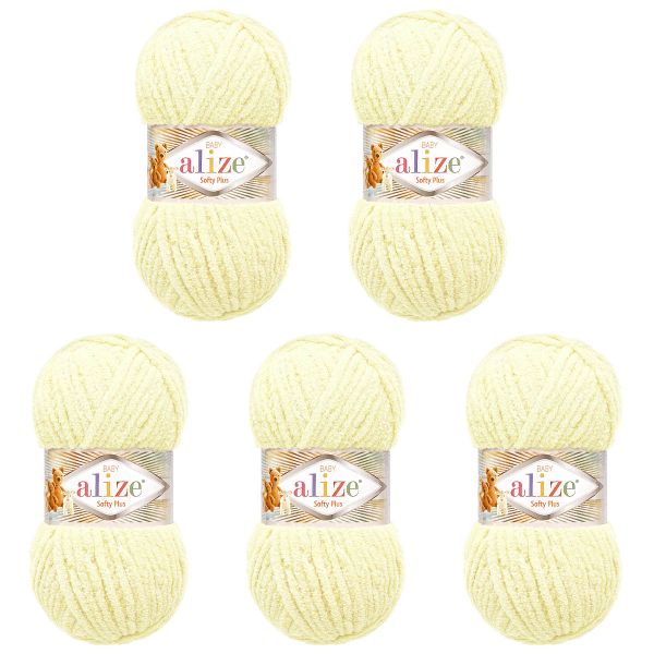 Пряжа Alize (Ализе) Softy Plus / уп.5 мот. по 100 г, 120м, 062 светло-молочный A