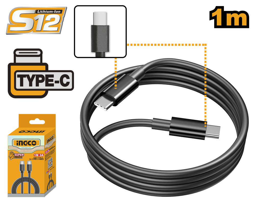 Кабель для зарядки Type-C - Type-C INGCO IUCC02 1 м Кабель для зарядки Type-C - Type-C INGCO IUCC02 1 м