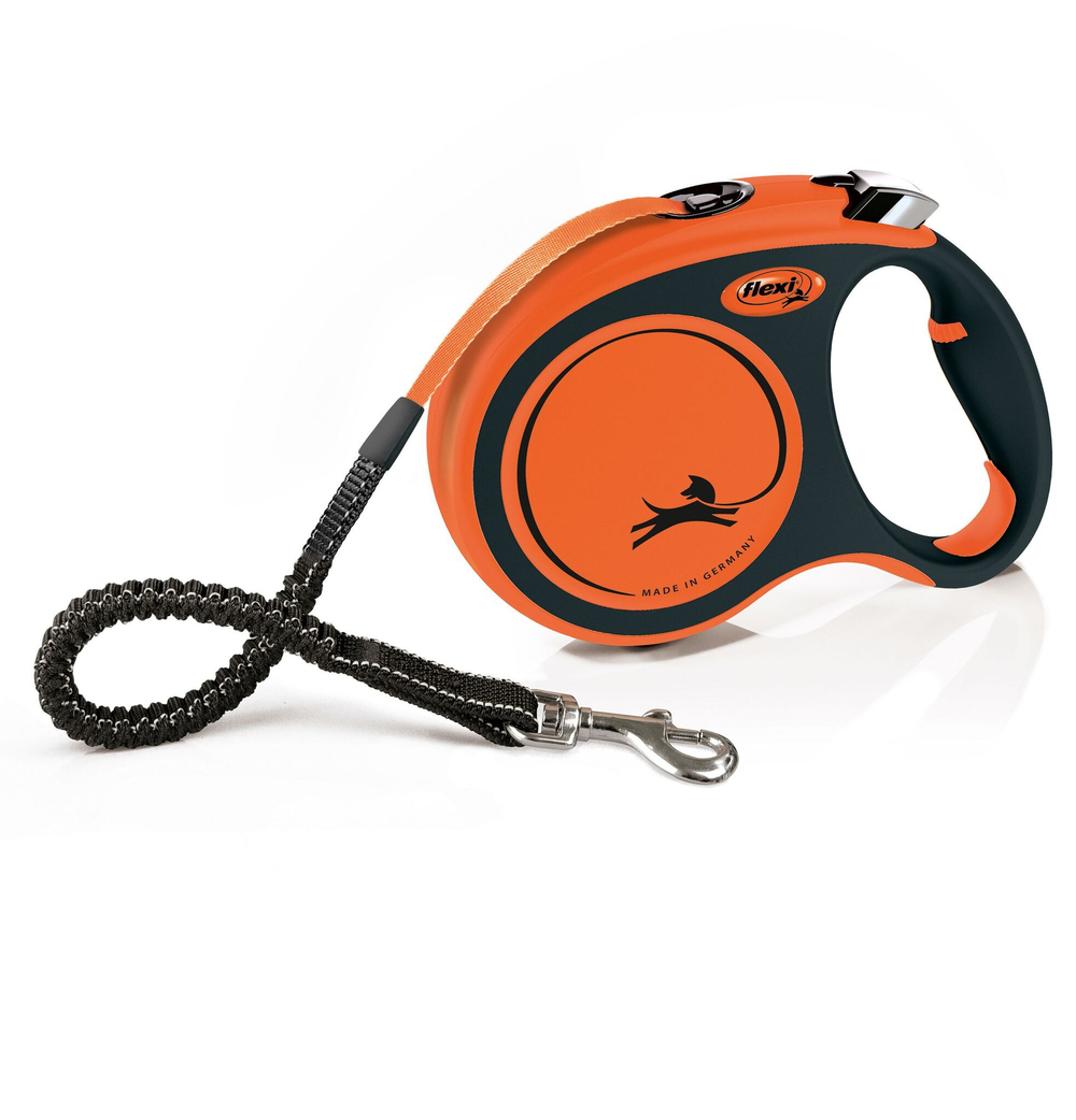 FLEXI рулетка Xtreme L ремень 5 м до 65 кг, черный/оранжевый