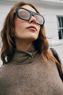 ZARA СВИТЕР С ПУГОВИЦАМИ НА ВОРОТНИКЕ, РЫЖЕВАТО-КОРИЧНЕВЫЙ