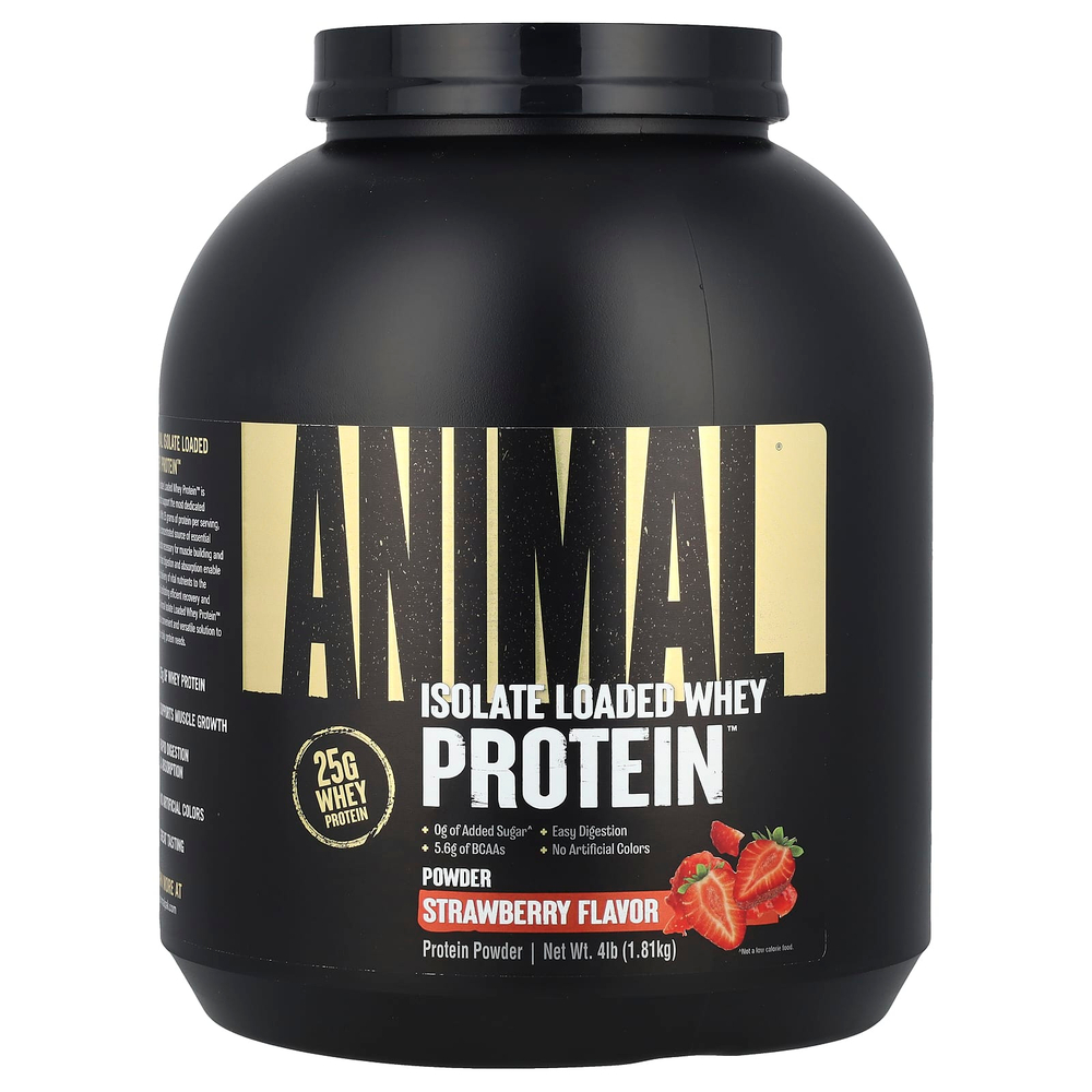 Animal, Изолят, порошок сывороточного протеина, клубника, 1,81 кг (4 фунта)