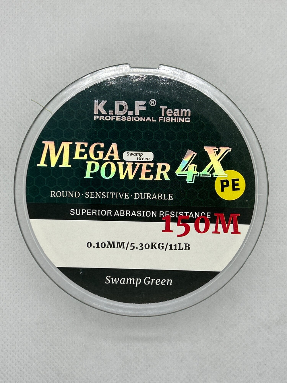 Шнур плетеный KDF MegaPower, 0,10 мм, 150м, разрывная нагрузка 5,3 кг, зеленый