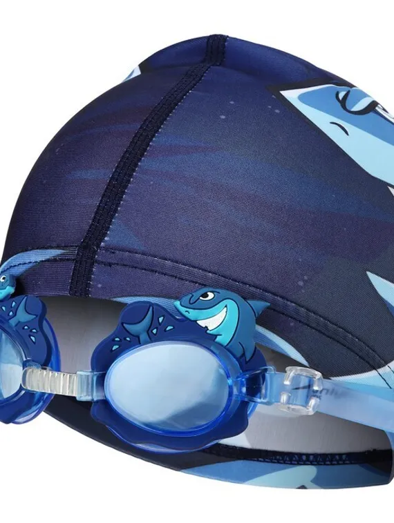 Набор для плавания детский ONLYTOP Swim «Акула»: очки+шапочка, обхват 46-52