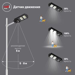 Консольный светильник ЭРА ERAKSS40-01 светодиодный уличный 40 Вт 750 Лм SMD на солнечной батарее с датчиком движения | Уличное освещение на солнечных батареях