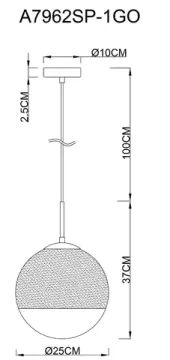 Подвесной светильник 1*E27 A7962SP-1GO золотой Jupiter Gold Arte Lamp