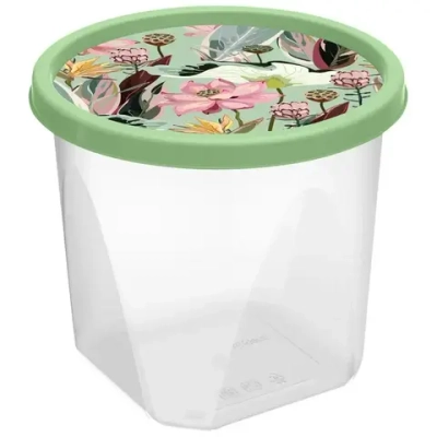 Контейнер для продуктов круглый 1,75л с декором (зеленый)