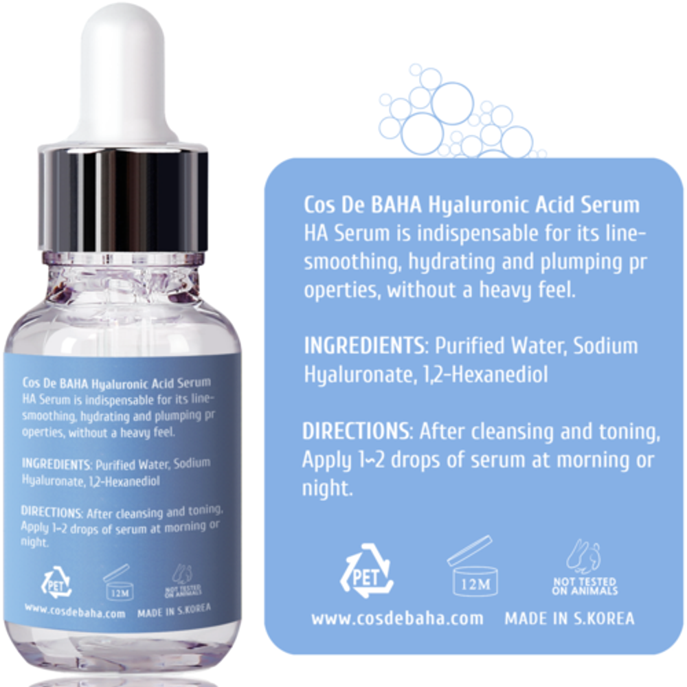 Cos De BAHA Сыворотка увлажняющая с гиалуроновой кислотой - Hyaluronic serum, 30мл