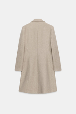 ZARA ПАЛЬТО ИЗ МЯГКОЙ ТКАНИ С ПОДПЛЕЧНИКАМИ, БЕЖЕВЫЙ