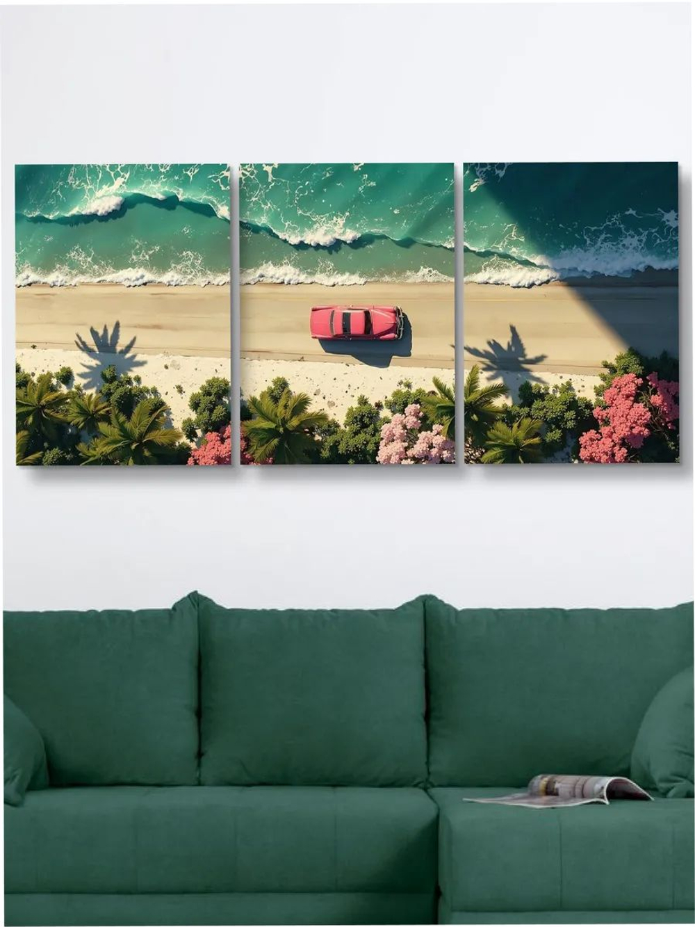 Картина Красная машина модульная 50x70см 3шт.
