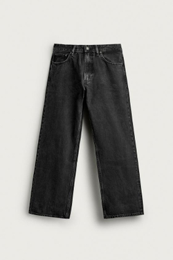 ZARA ДЖИНСЫ LOOSE FIT В ПОЛОСКУ, ЧЕРНЫЙ