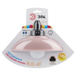 Ночник - светильник светодиодный ЭРА NLED-487-1W-SW-P настенный на батарейках с выключателем розовый | Ночники