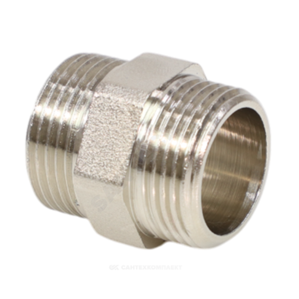 Ниппель латунь никель Ду 20 (3/4") НР VALFEX VF.582.N.034