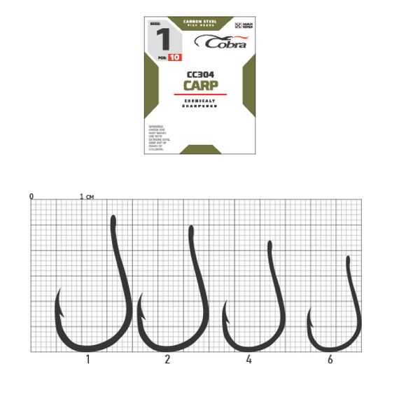 Крючки Cobra CARP CC304 №2, 10 шт.