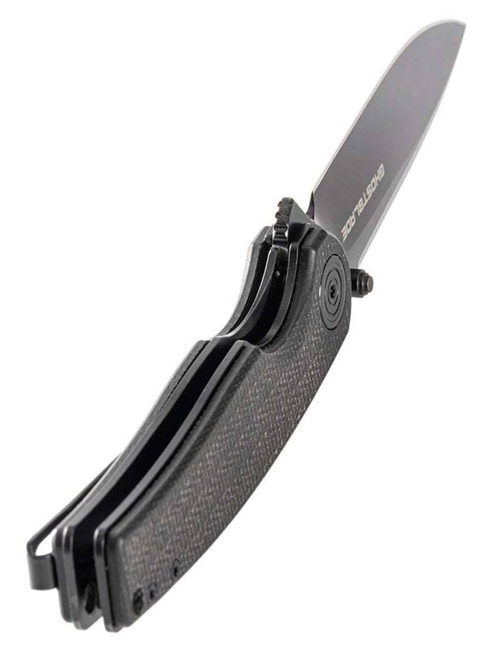 Нож складной GhostBlade Moroi, сталь D2, 58-62 HRC, Spear-point, рукоять микарта чёрная, замок Liner lock, 96 г