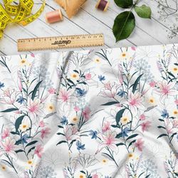 Ткань кулирная гладь лёгкий цветочный букет