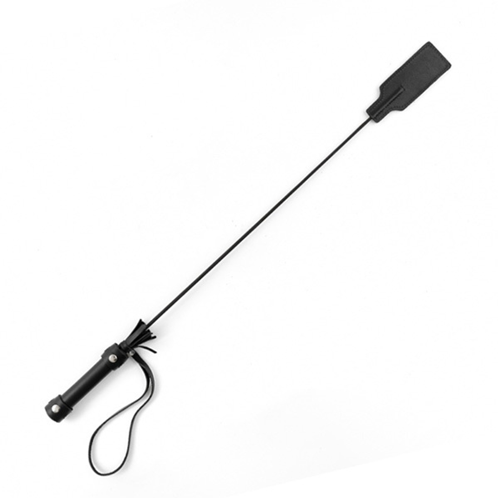Черный кожаный стек 60см с ручкой БДСМ Арсенал Lady's Arsenal Black 68007