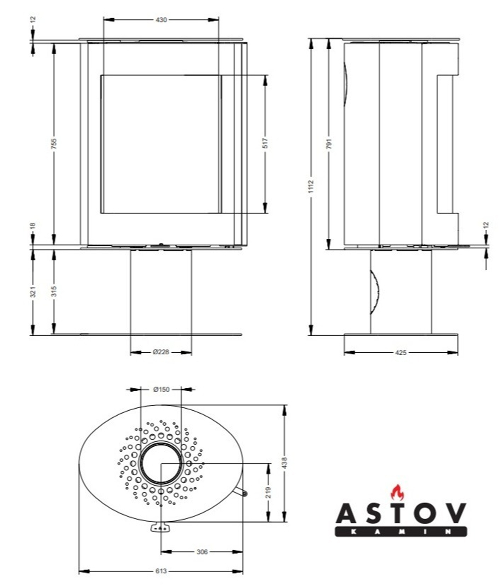 Печь-камин Астов Oval