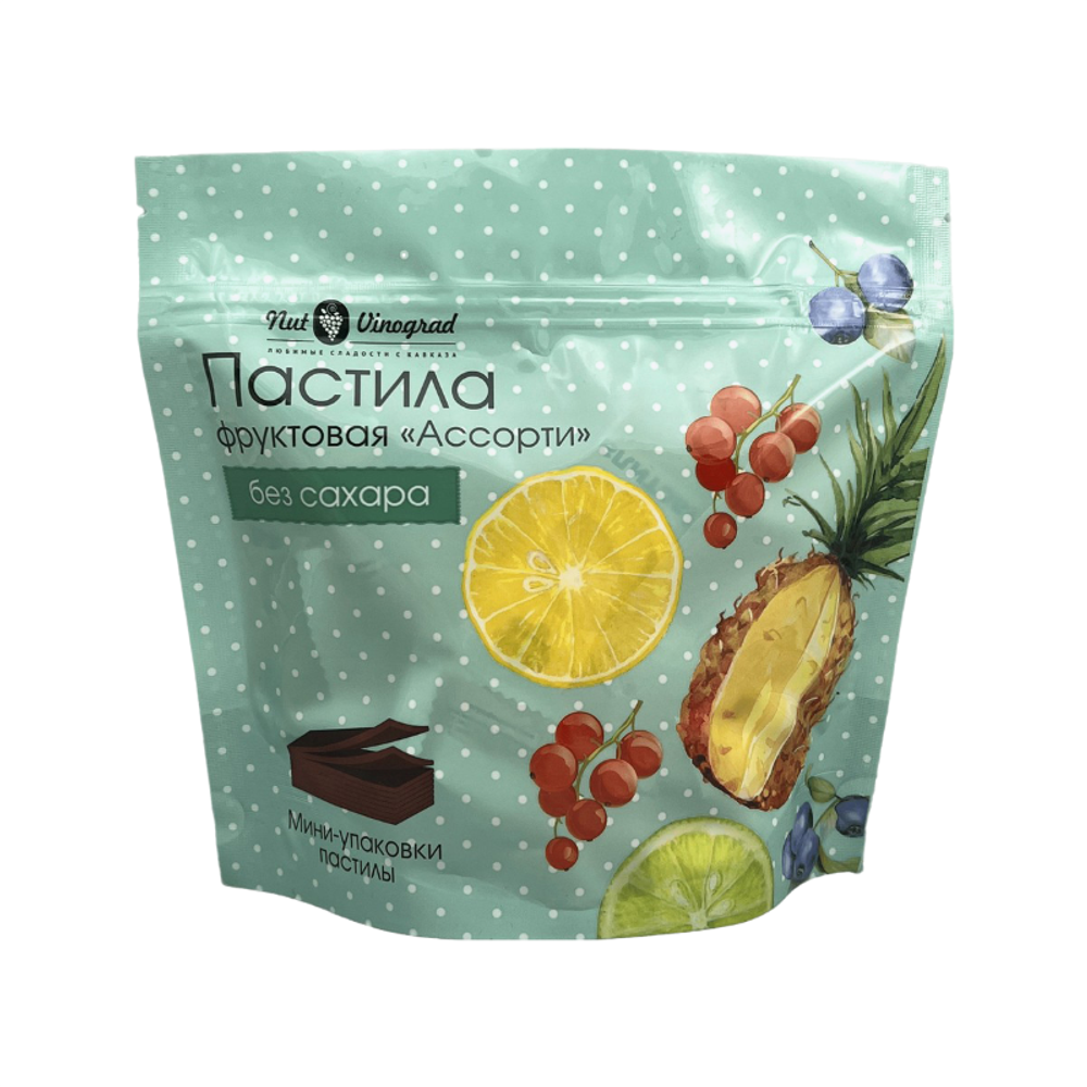 Пастила Фруктовая Ассорти Без Сахара (Яблоко, Ананас, Лимон-Лайм, Смородина, Черника) 10шт (Nut Vinograd)