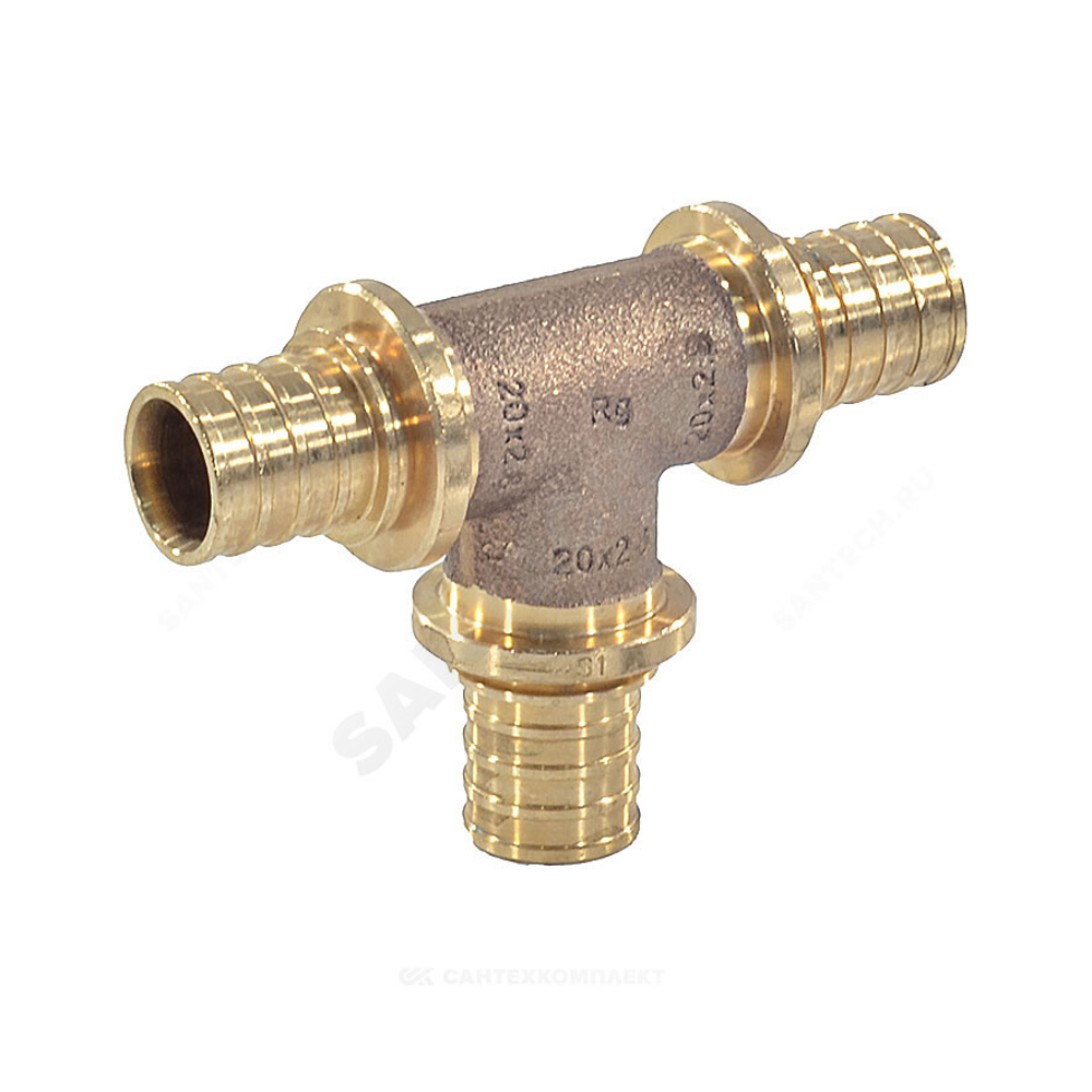 Тройник для PE-X труб аксиальный бронза Дн 20х20х20 RAUTITAN PLATINUM RX Rehau 13777261001